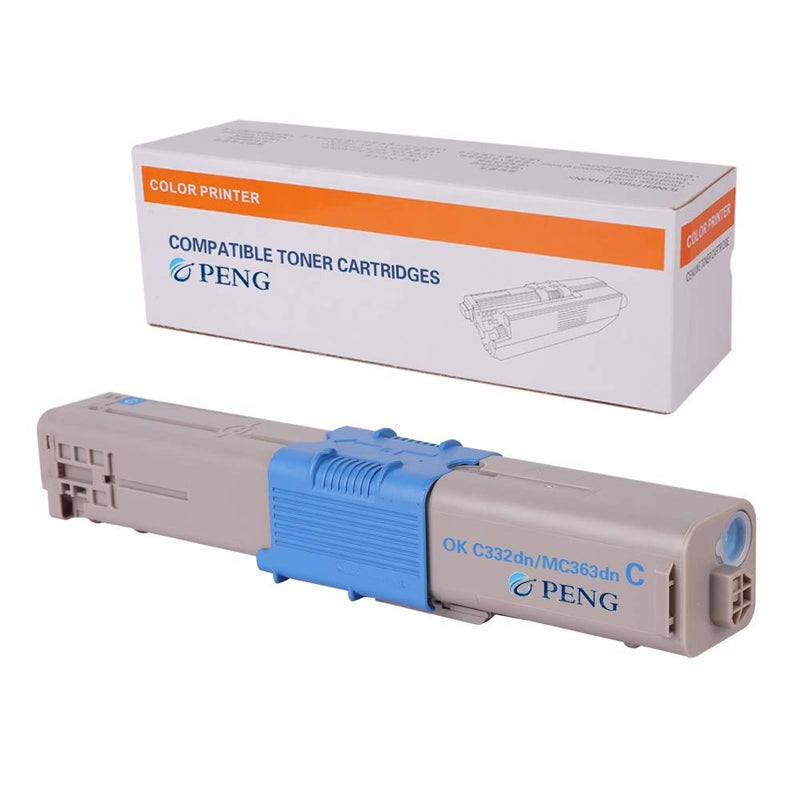 PENG Kuncheng Compatible Toner Cartridge for Oki C332dn C332 MC363dn MC363 Replacement for 46508703 Cyan 3,000 Pagesï¼ˆ1PACK - Image 1